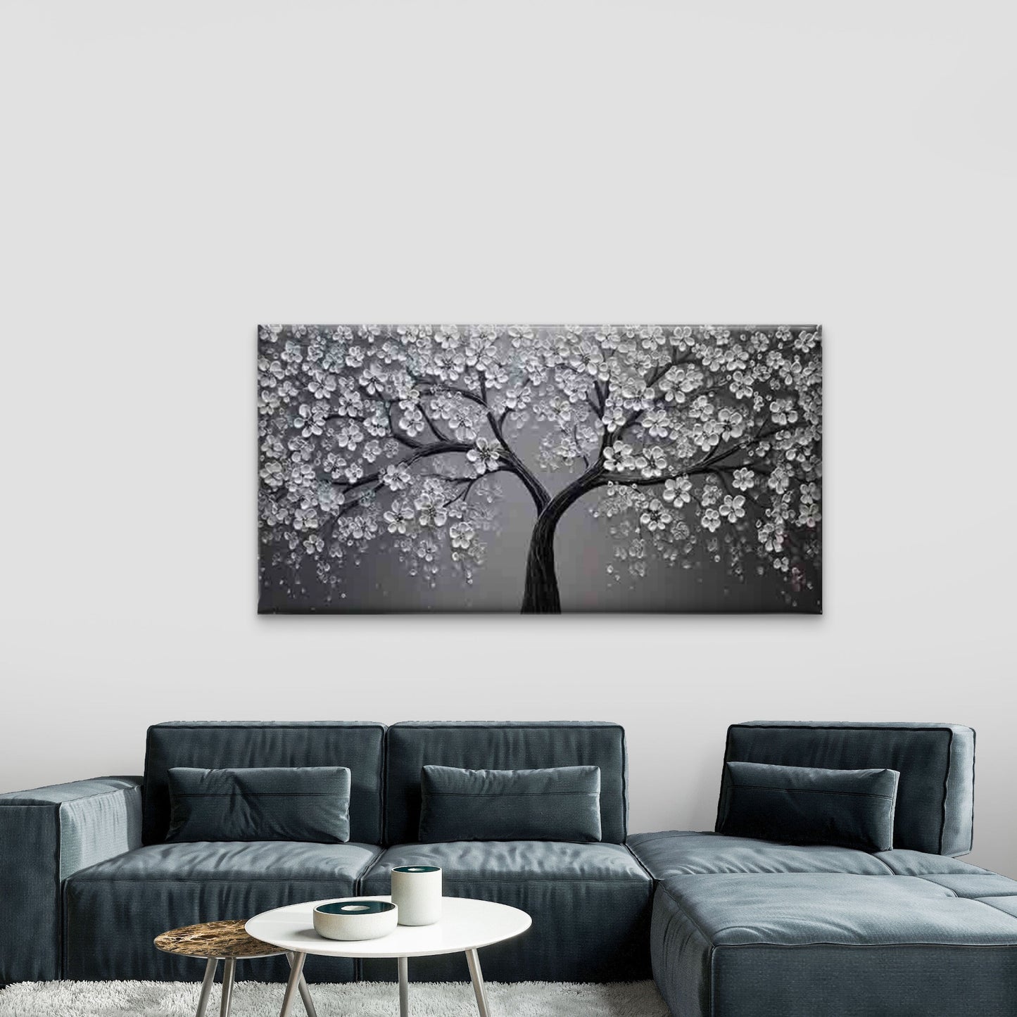 Cherry Blossom Tree Wall Art Canvas Office Home Room Framed 120x60cm - Bella Home Decor
