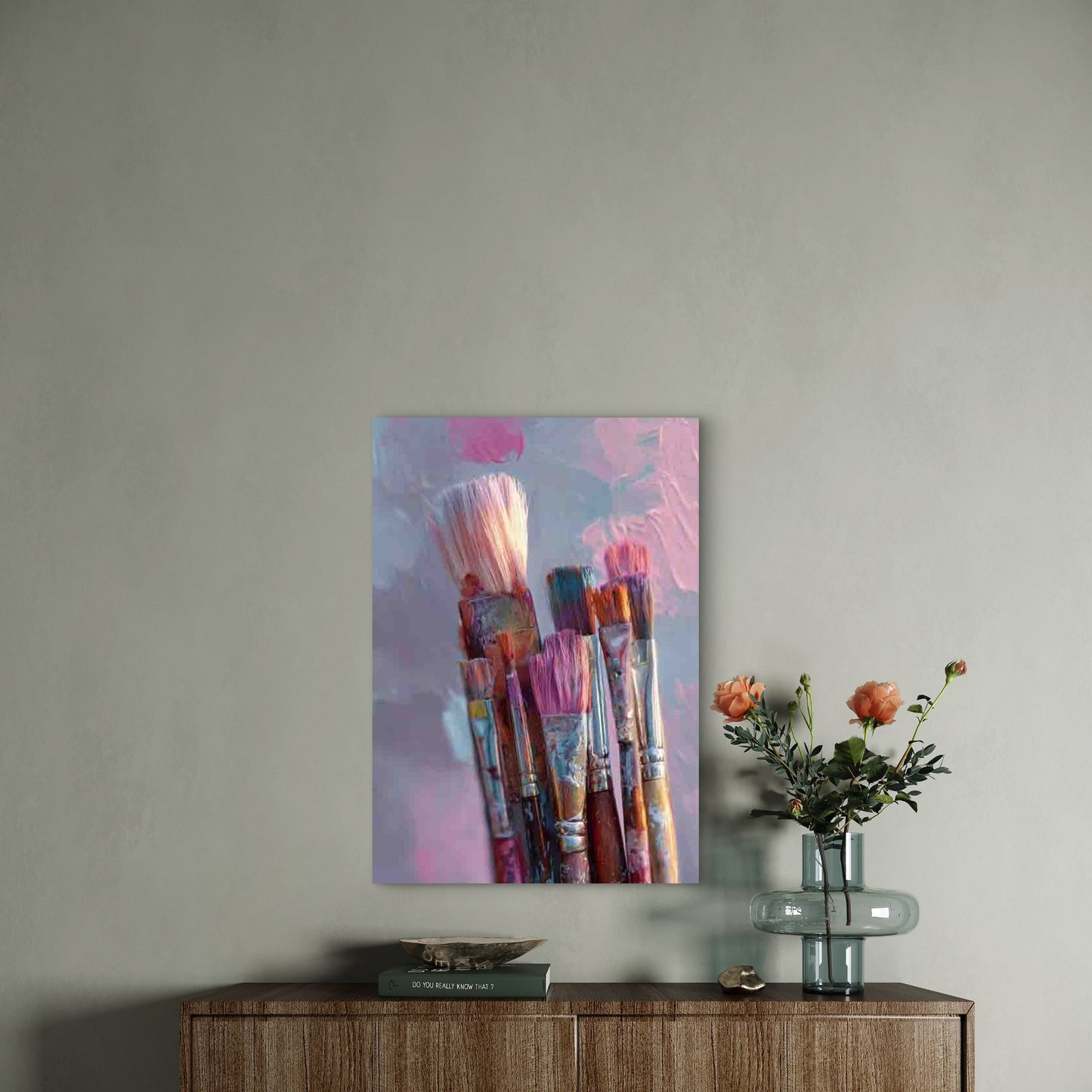 Featuring Colorful Paint Brushes Metal Print Ready to Hang