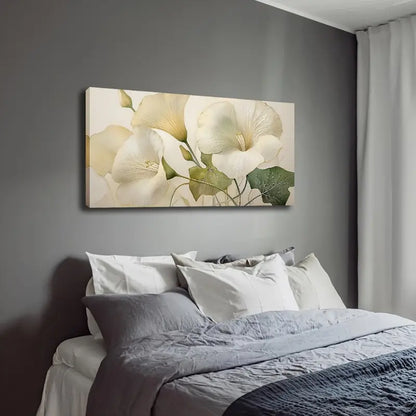 Morning Glory Elegant White Wall Art Canvas Office Home Room Framed 120x60cm - Bella Home Decor