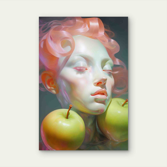 Digital Portrait With Apples 60x90cm Metal Print Ready to Hang