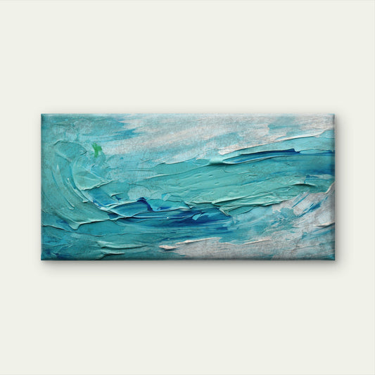 Abstract Blue Ocean Sea Wave Wall Art Canvas Office Home Room Framed 120x60cm