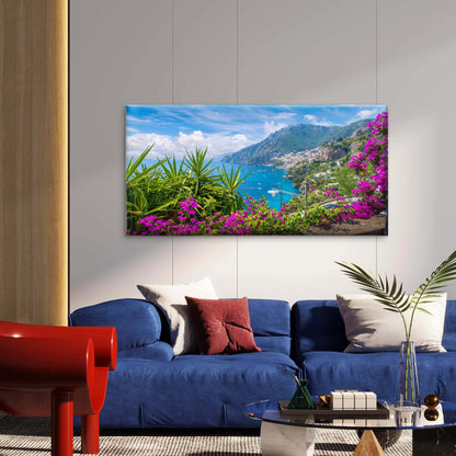 Italy Coastal Landscape Wall Art Canvas Office Home Room Framed 120x60cm