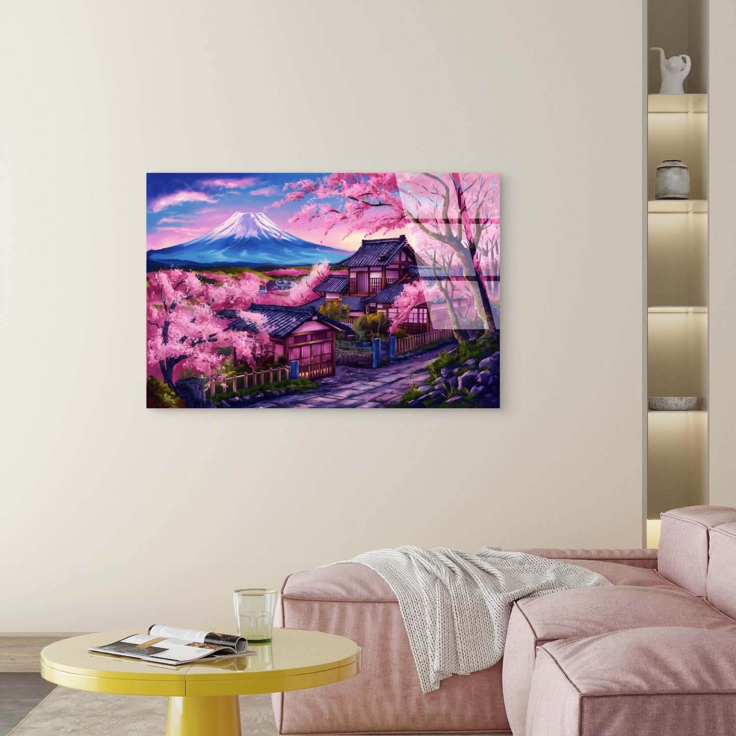 Mount Fuji Japan Sakura Tree Acrylic Glass Printing Wall Art Australian Made Quality
