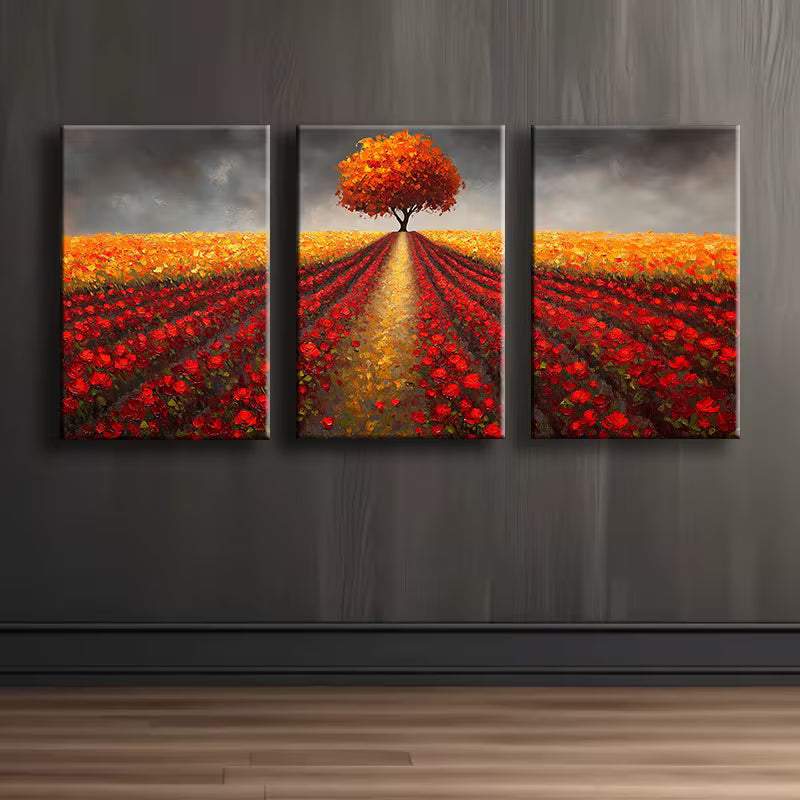 3pcs Charming Flower Fields Wall Art Set Canvas Framed 40x60cm - High Quality Print 100% Australian Made Wall Canvas Ready to Hang - Bella Home Decor