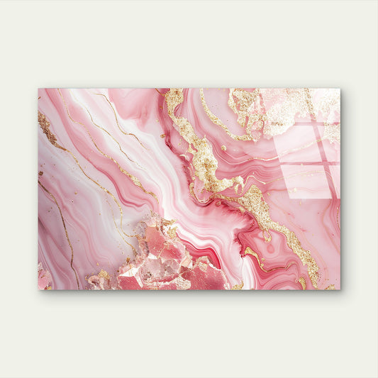 Blush Pink Marble Gold Vein Glass Printing Wall Art Australian Made Quality