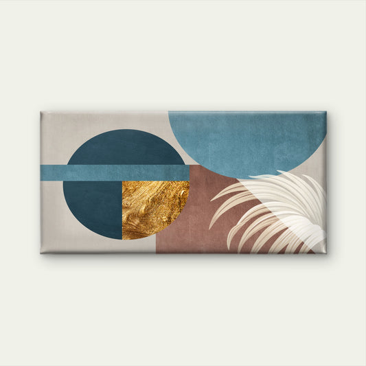 Abstract Palm Gold Circle Wall Art Canvas Office Home Room Framed 120x60cm