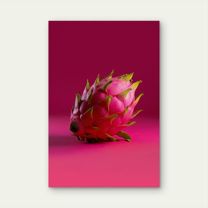 Dragon Fruit on a Pink Background 60x90cm Metal Print Ready to Hang