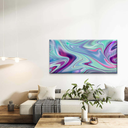 Green Fluid Art Abstract Wall Art Canvas Office Home Room Framed 120x60cm - Bella Home Decor