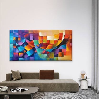 Vibrant Geometric Abstract Art Wall Art Canvas Office Home Room Framed 120x60cm - Bella Home Decor