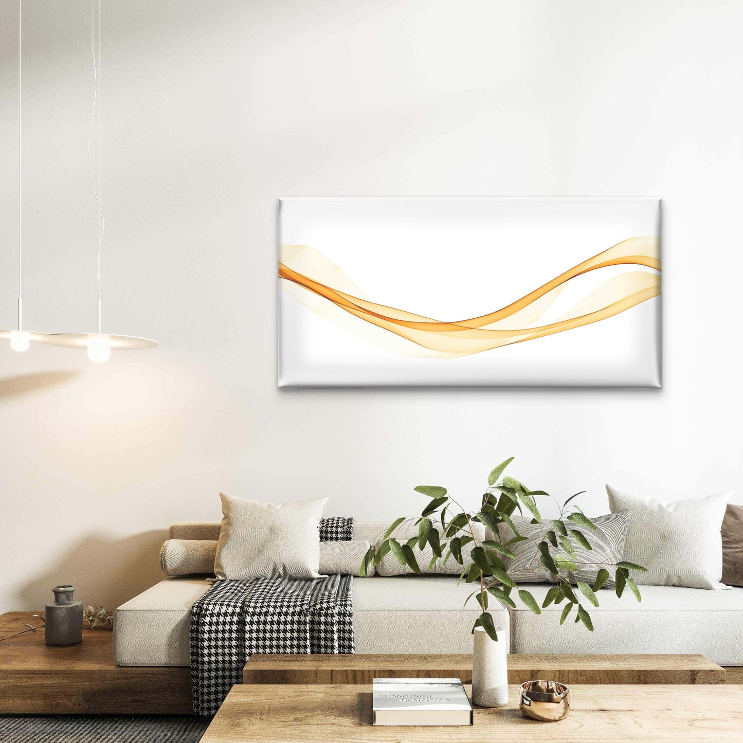 Gold Color Abstract Transparent Wall Art Canvas Office Home Room Framed 120x60cm - Bella Home Decor