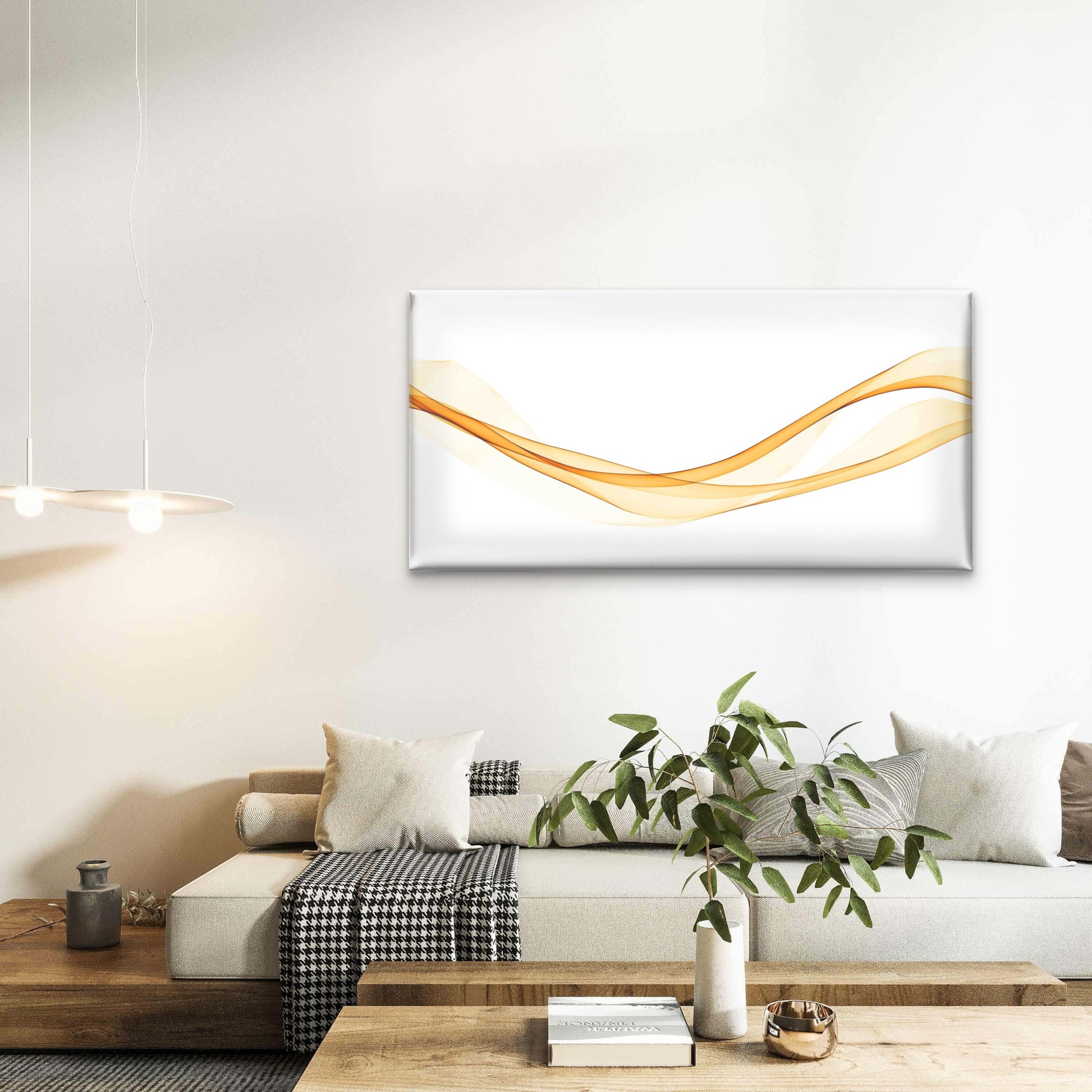 Gold Color Abstract Transparent Wall Art Canvas Office Home Room Framed 120x60cm - Bella Home Decor