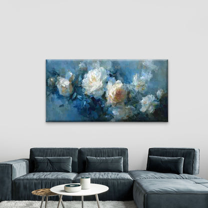 Blue Blossoms and Birds Wall Art Canvas Office Home Room Framed 120x60cm - Bella Home Decor