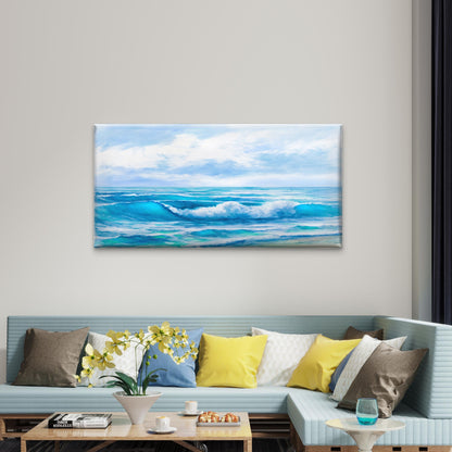 Beautiful Turquoise Beach View Wall Art Canvas Office Home Framed 120x60cm