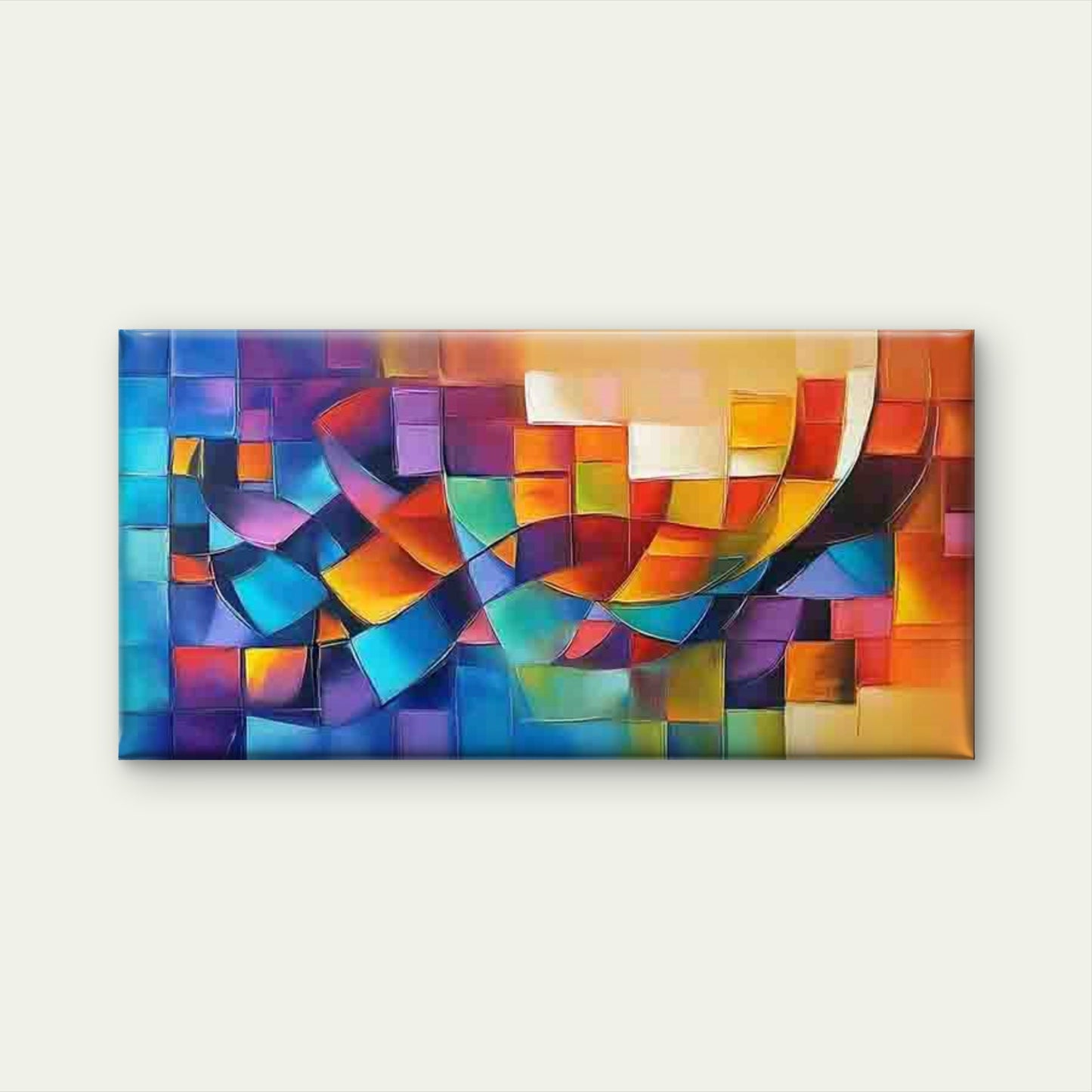 Vibrant Geometric Abstract Art Wall Art Canvas Office Home Room Framed 120x60cm - Bella Home Decor