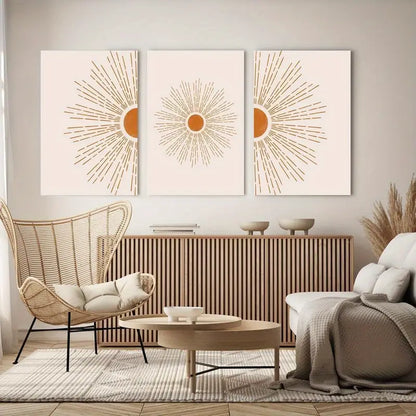 3pcs Modern Sun Lines Decoration Metal Print Ready to Hang Art