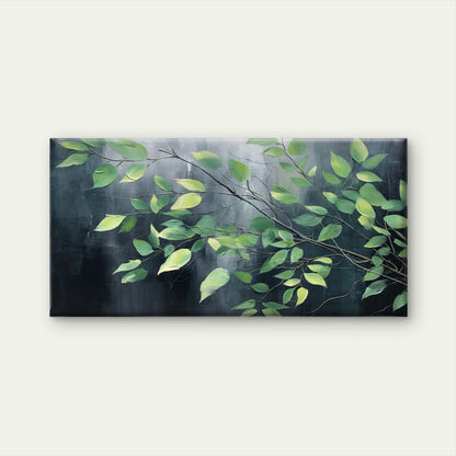 Green Leaves Charcoal Abstract Wall Art Canvas Office Home Room Framed 120x60cm