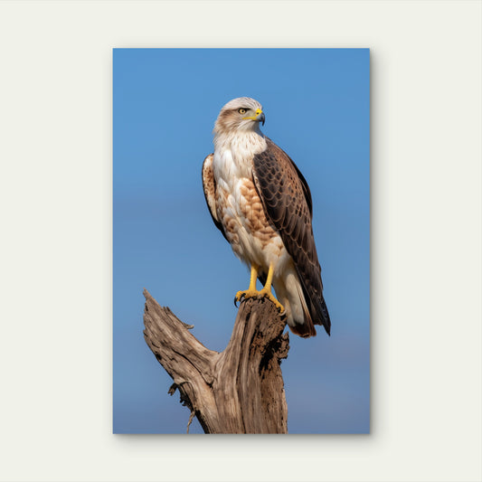 Ferruginous Hawk Wildlife Bird Tree Trunk 40x60cm Metal Print Ready to Hang