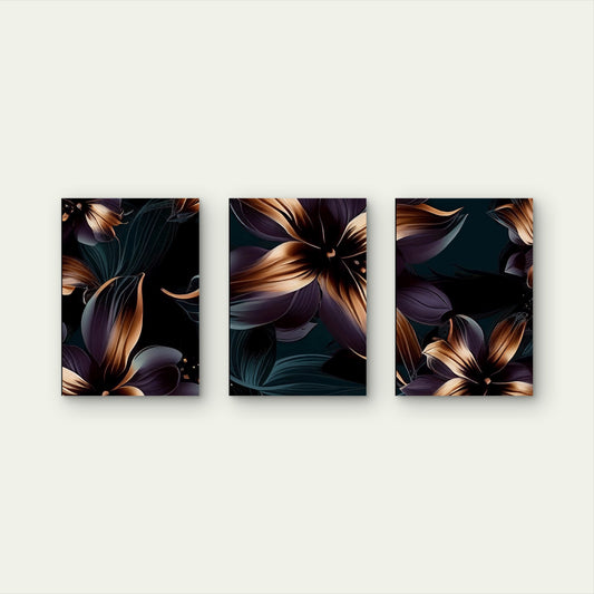 3pcs Modern Luxury Abstract Floral Oil Painting   Wall Art Set Canvas Framed 50x70cm - High Quality Print 100% Australian Made Wall Canvas Ready to Hang