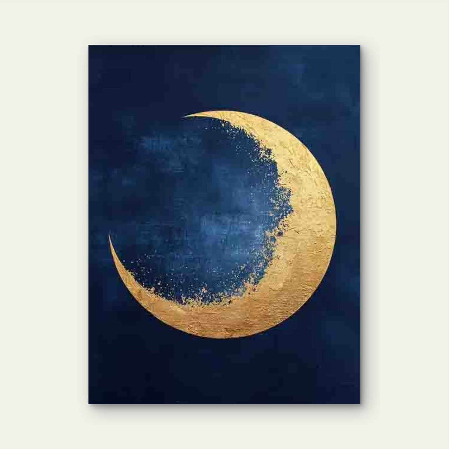 Navy Blue & Golden Crescent Moon Metal Print Ready to Hang
