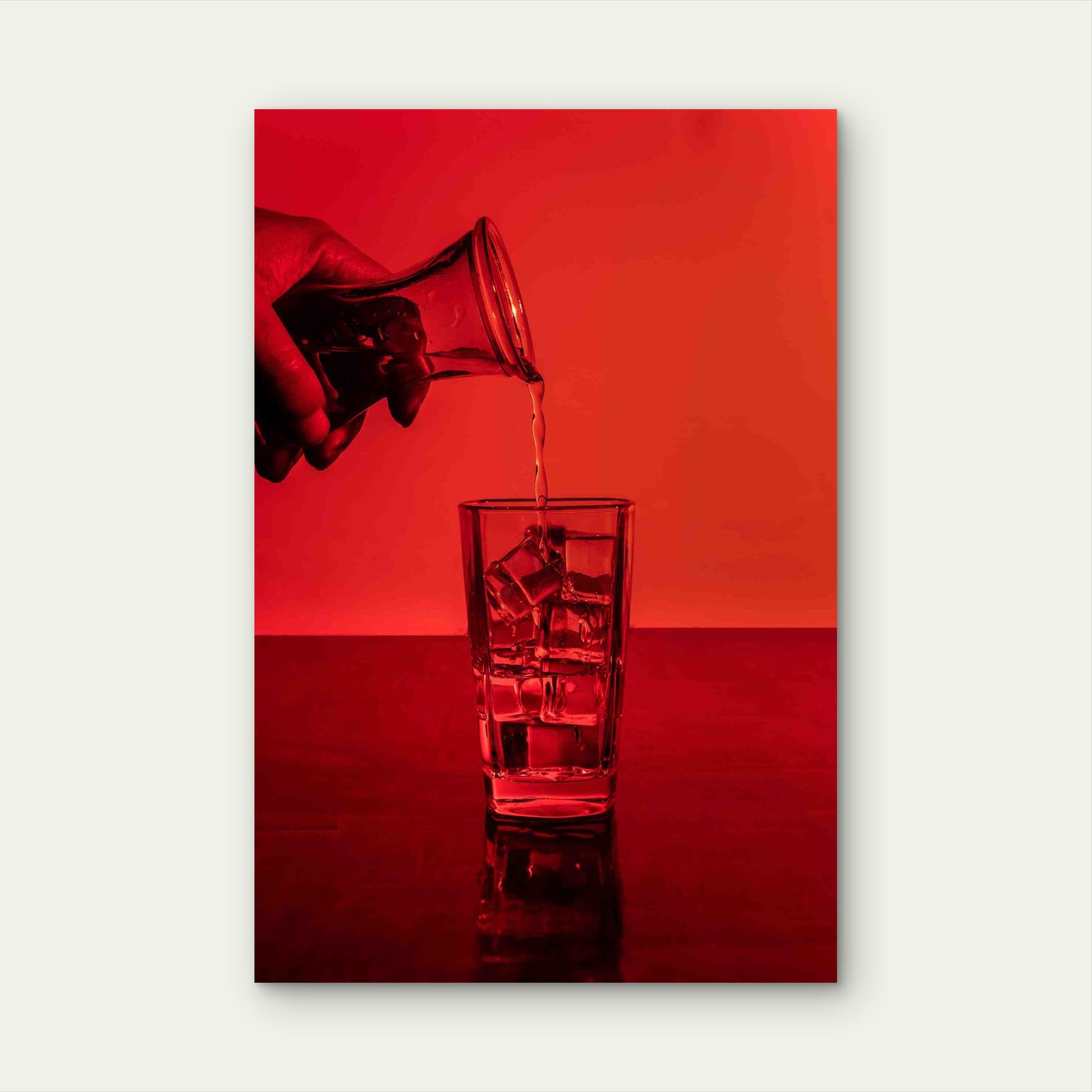 Pouring Alcohol Glass Full Ice Cubes 60x90cm Metal Print Ready to Hang