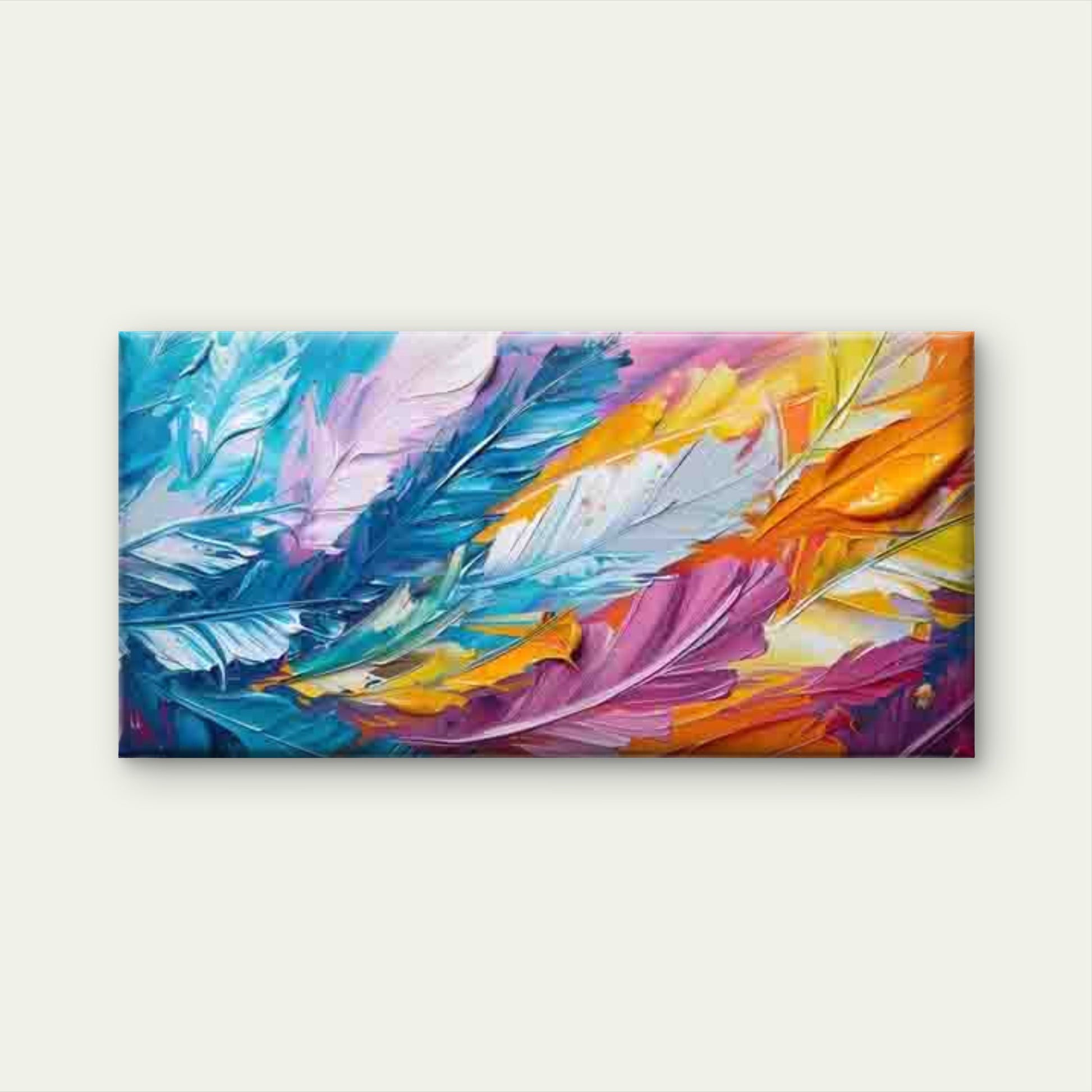 Abstract Feather Painting Wall Art Canvas Office Home Room Framed 120x60cm - Bella Home Decor