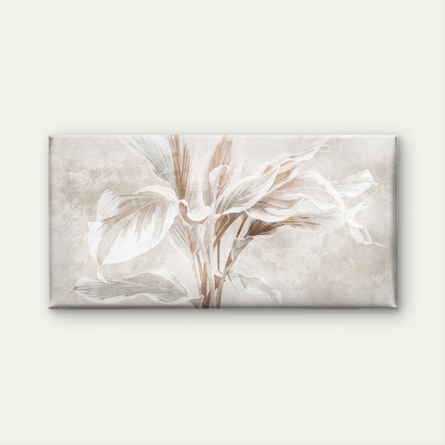 Beige Boho Botanical Leaf Wall Art Canvas Office Home Room Framed 120x60cm