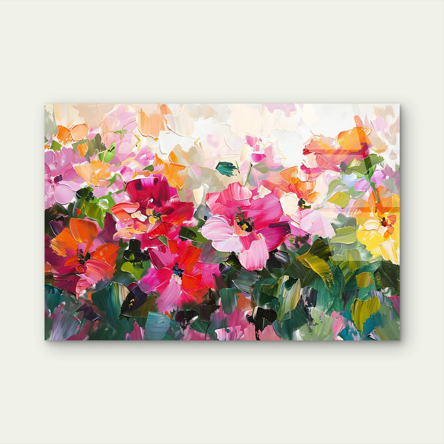 Modern Abstract Pink Floral Painting Acrylic Glass Printing Wall Art Australian Made Quality