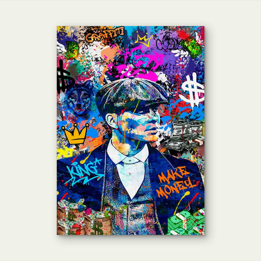Graffiti Suited Gangster Staring 40x60cm Metal Print Ready to Hang