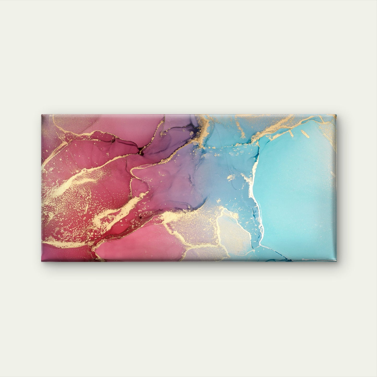 Pink Blue Ink Gold Abstract Wall Art Canvas Office Home Room Framed 120x60cm