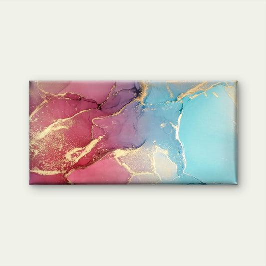 Pink Blue Ink Gold Abstract Wall Art Canvas Office Home Room Framed 120x60cm