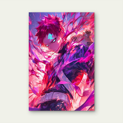 Pink Neon Sand Ninja Gourd Warrior 40x60cm Metal Print Ready to Hang