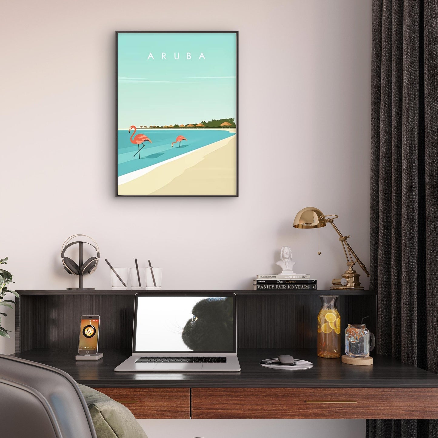 Aruba Mural Caribbean Island Beach Travel Poster Print Wall Art