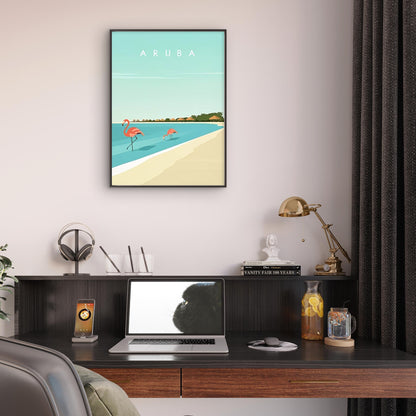 Aruba Mural Caribbean Island Beach Travel Poster Print Wall Art