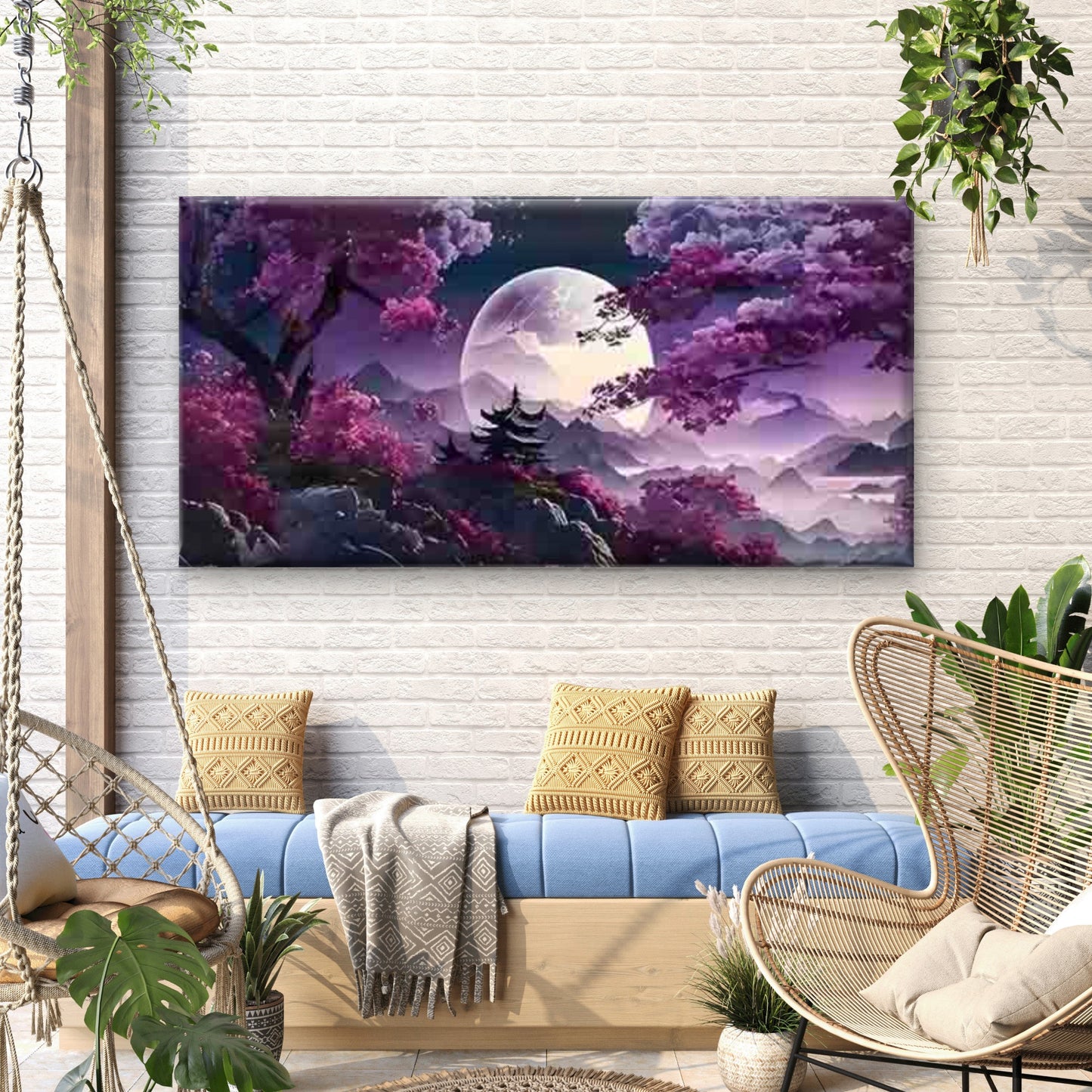 Abstract Japanese Landscape Wall Art Canvas Office Home Room Framed 120x60cm