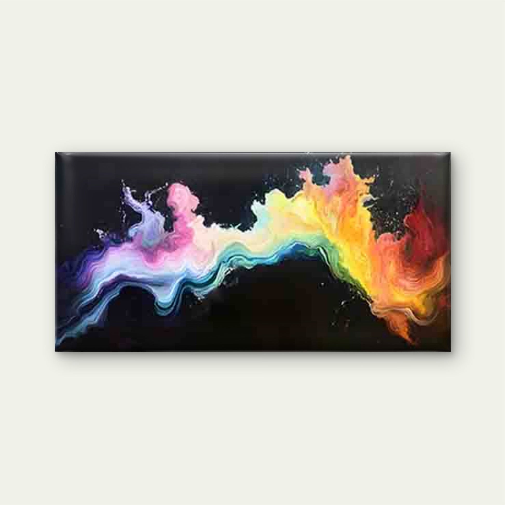 Modern Rainbow Ink Splatter Wall Art Canvas Office Home Room Framed 120x60cm - Bella Home Decor