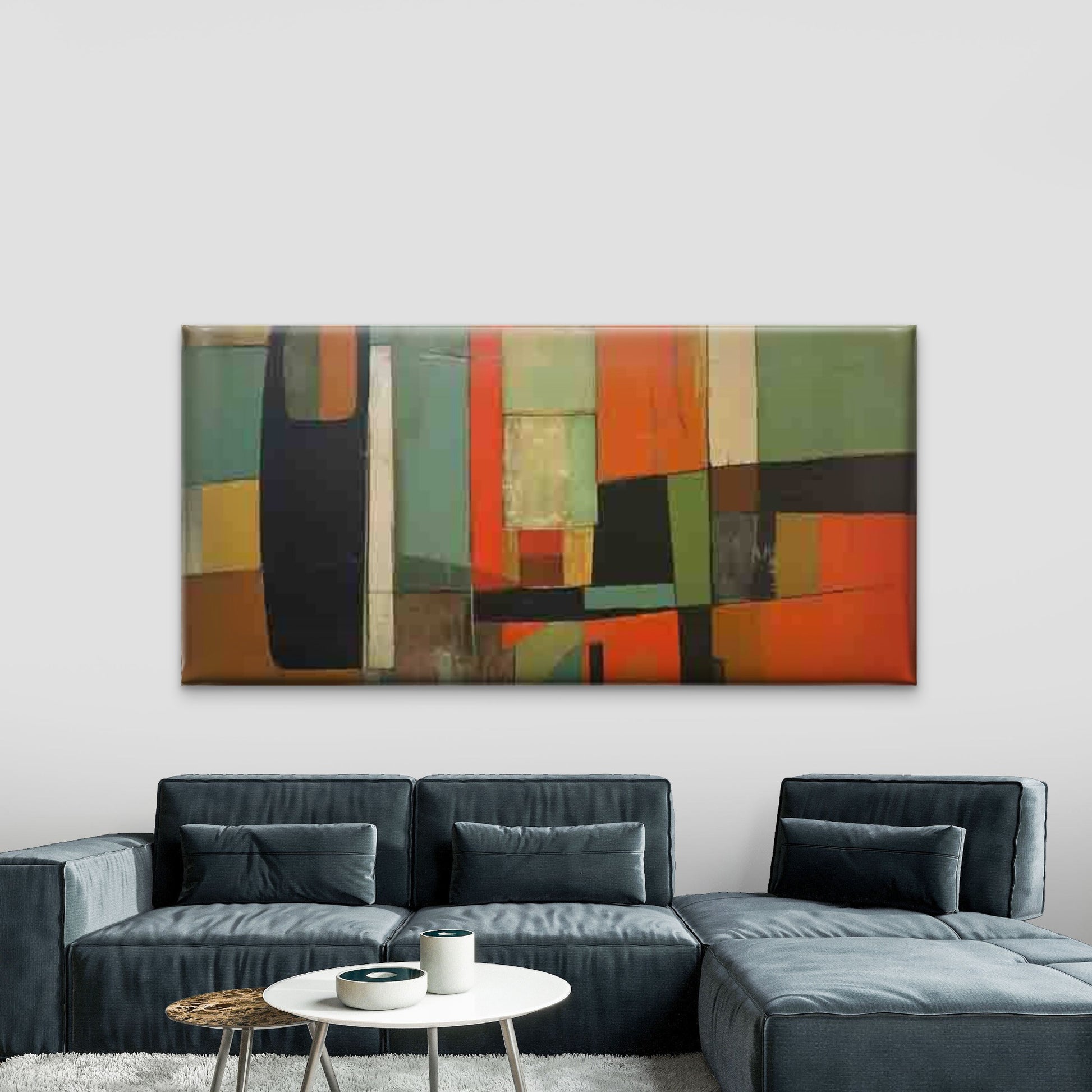 Geometric Abstract Color Blocks Wall Art Canvas Office Home Room Framed 120x60cm - Bella Home Decor