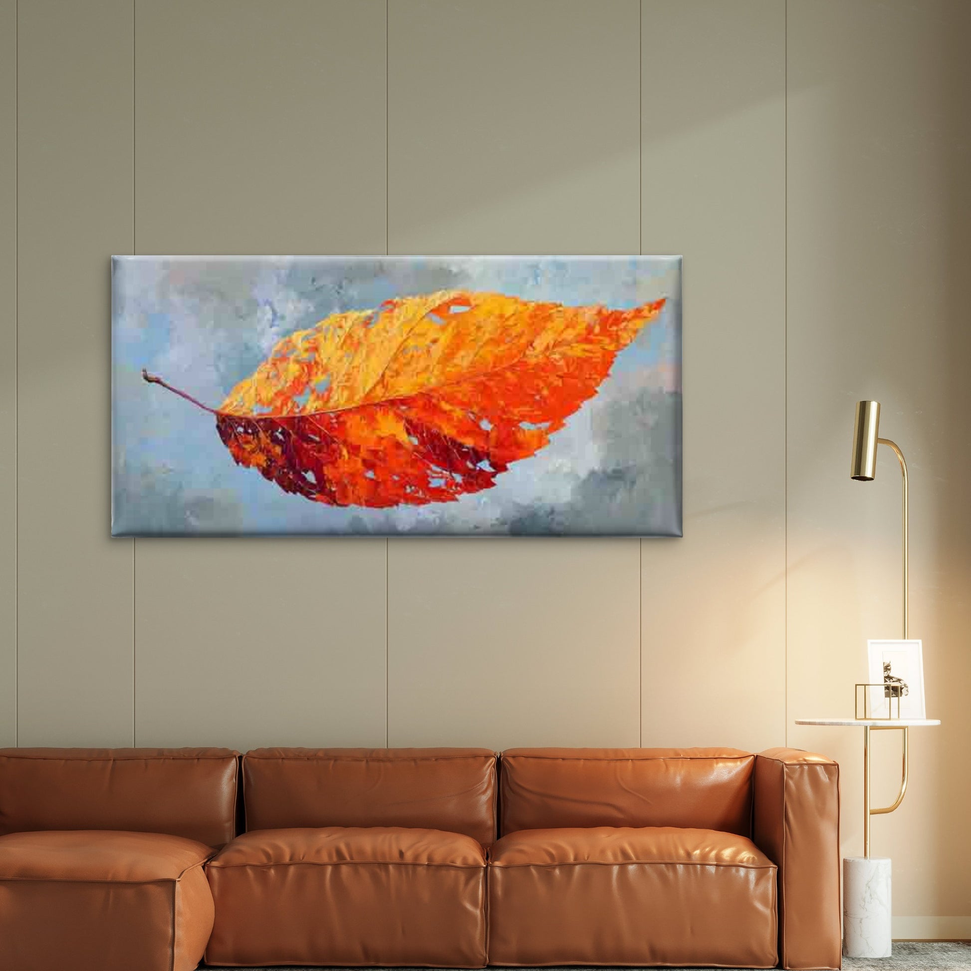Autumn Leaves, Vibrant Colors Wall Art Canvas Office Home Room Framed 120x60cm - Bella Home Decor