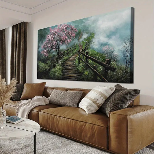 Tree Decor Foggy Trail Wall Art canvas office home room framed 120x60cm - Bella Home Decor
