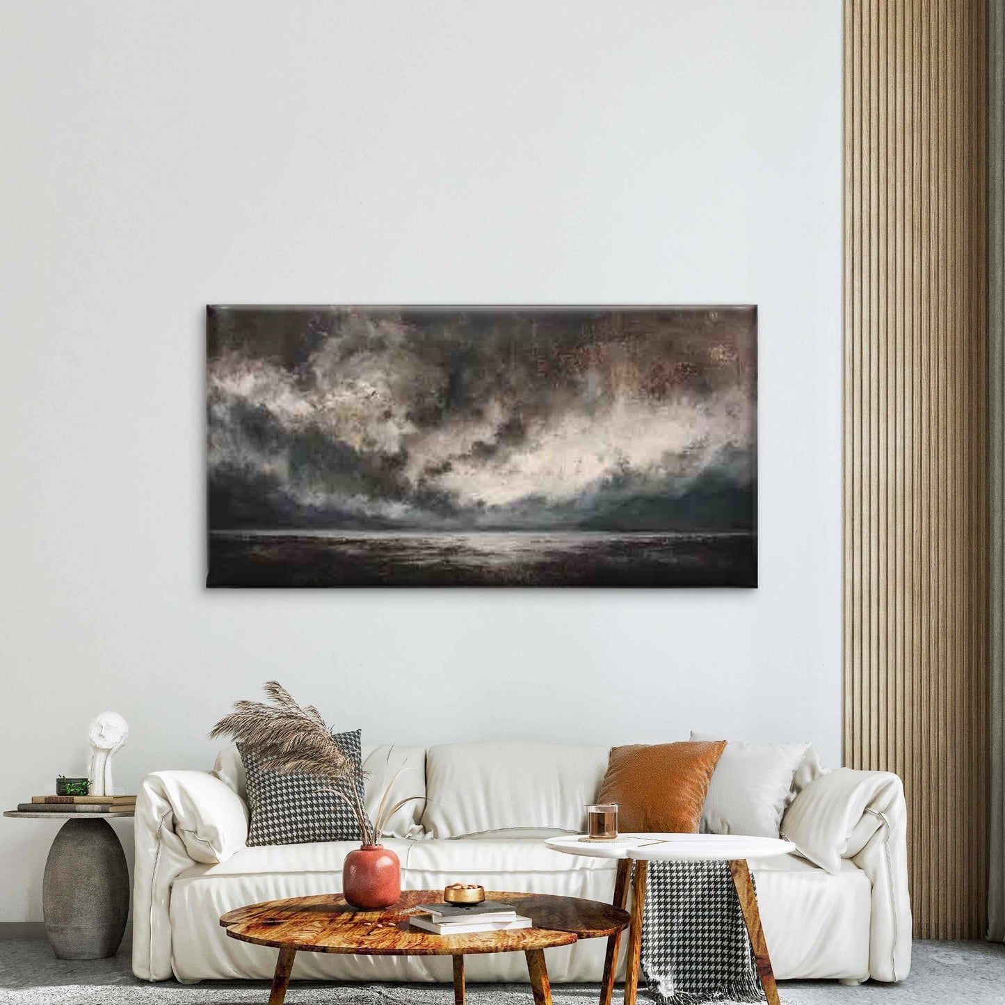 Abstract Dark Clouds Wall Art Canvas Office Home Room Framed 120x60cm