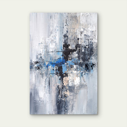 Modern Blue Black White Abstract 40x60cm Metal Print Ready to Hang
