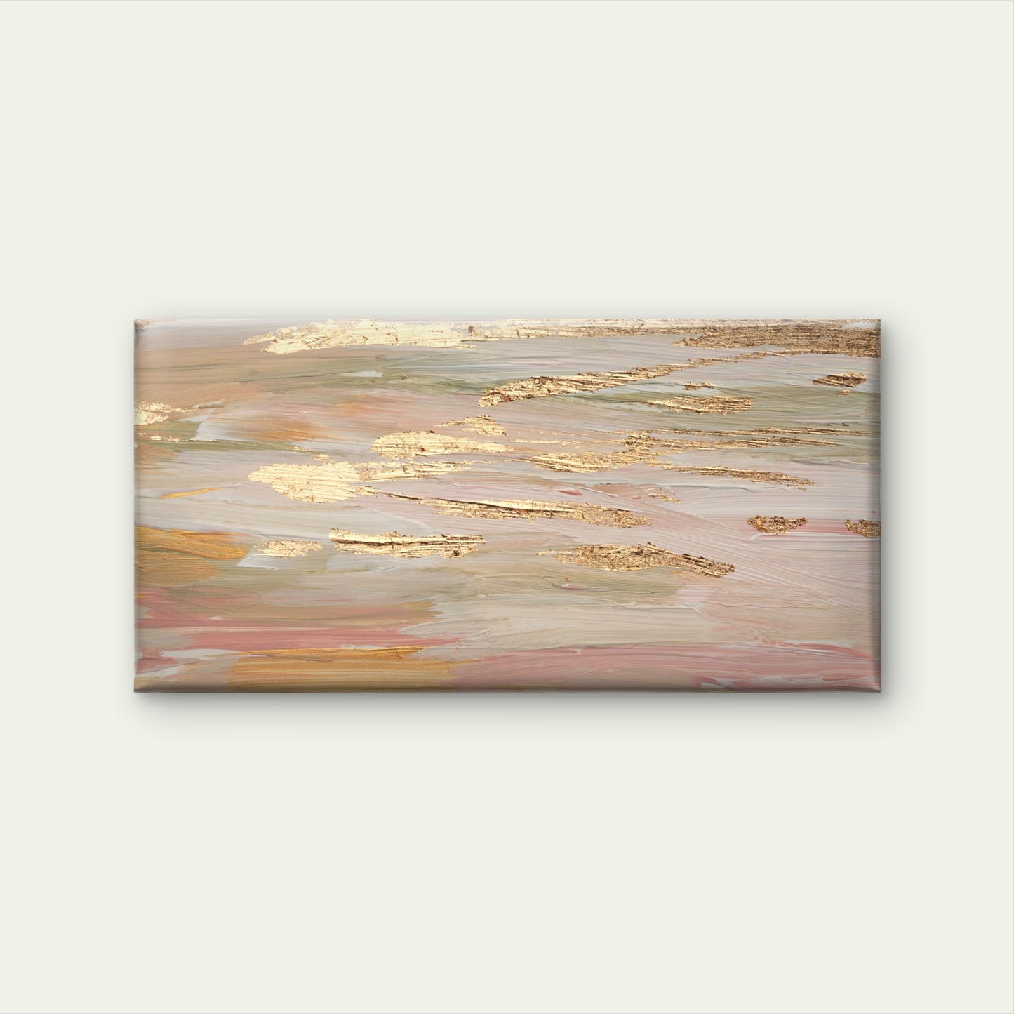 Blush Pink Gold Leaf Foil Stroke Wall Art Canvas Office Home Framed 120x60cm