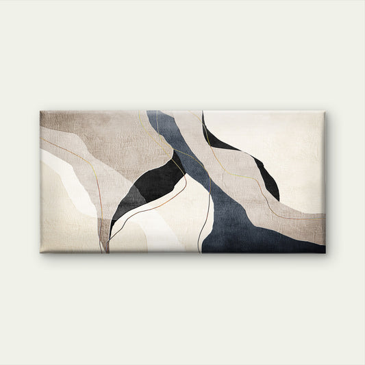 Abstract Minimalist Navy Beige Wall Art Canvas Office Home Room Framed 120x60cm