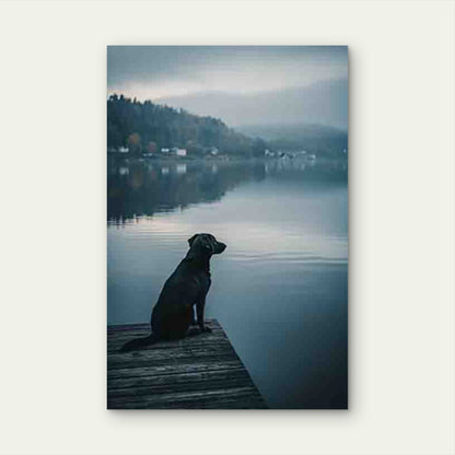 Labrador Retriever & Lake Scene 60x90cm Metal Print Ready to Hang