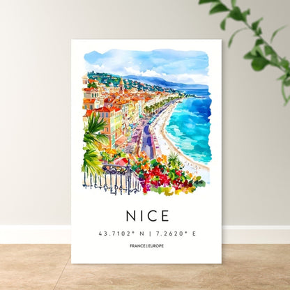 Nice France Europe Coastline Travel Poster Print Wall Art