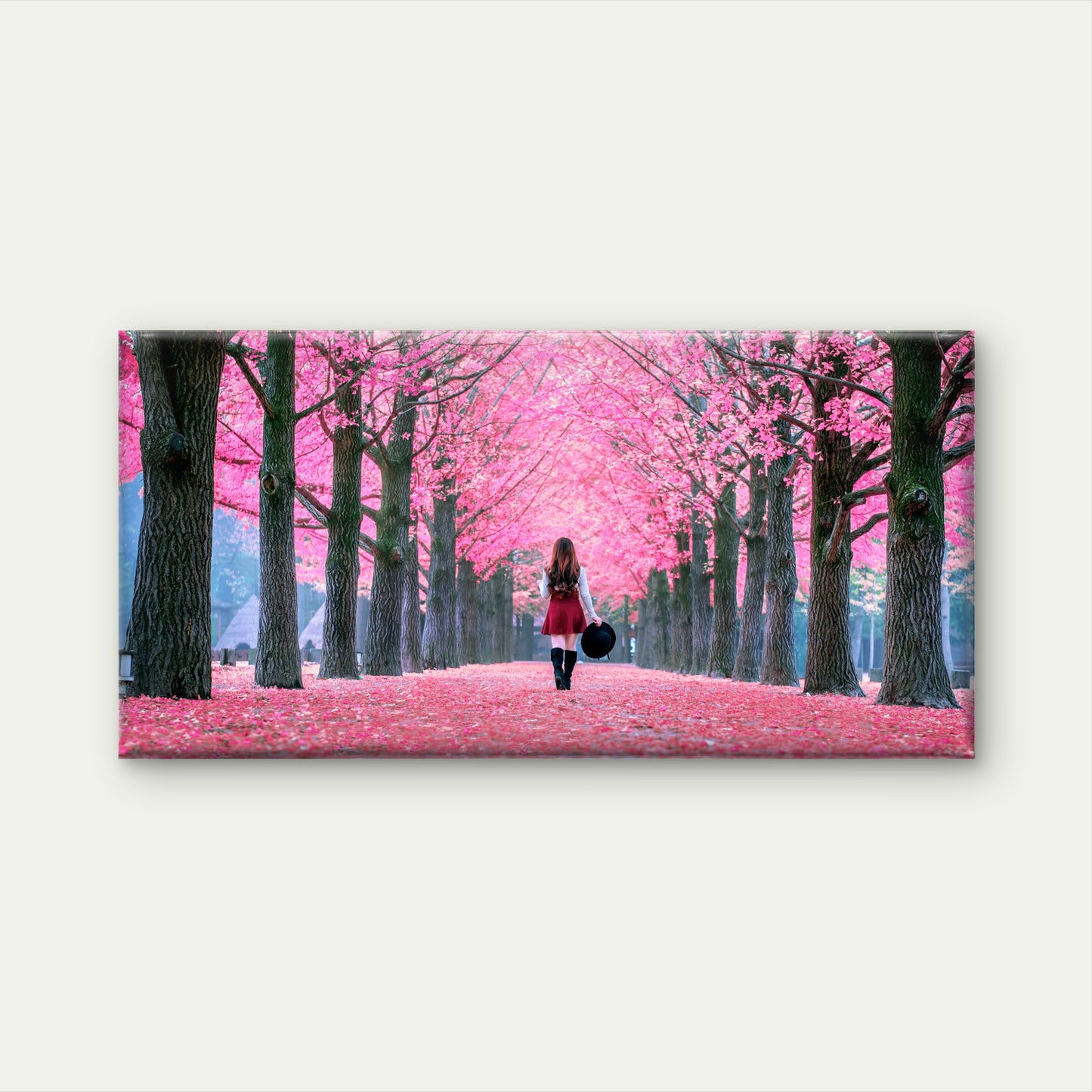 Walking Down The Pink Path Wall Art Canvas Office Home Room Framed 120x60cm