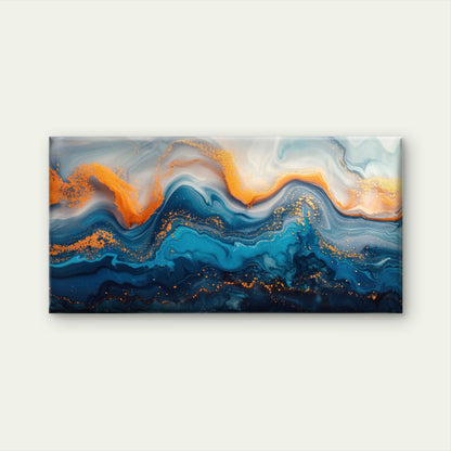 Abstract Blue Liquid Effect Wall Art Canvas Office Home Room Framed 120x60cm