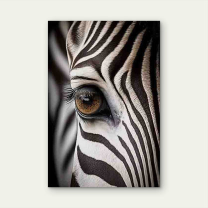 Zebra'S Gaze, Oil Painting 60x90cm Metal Print Ready to Hang