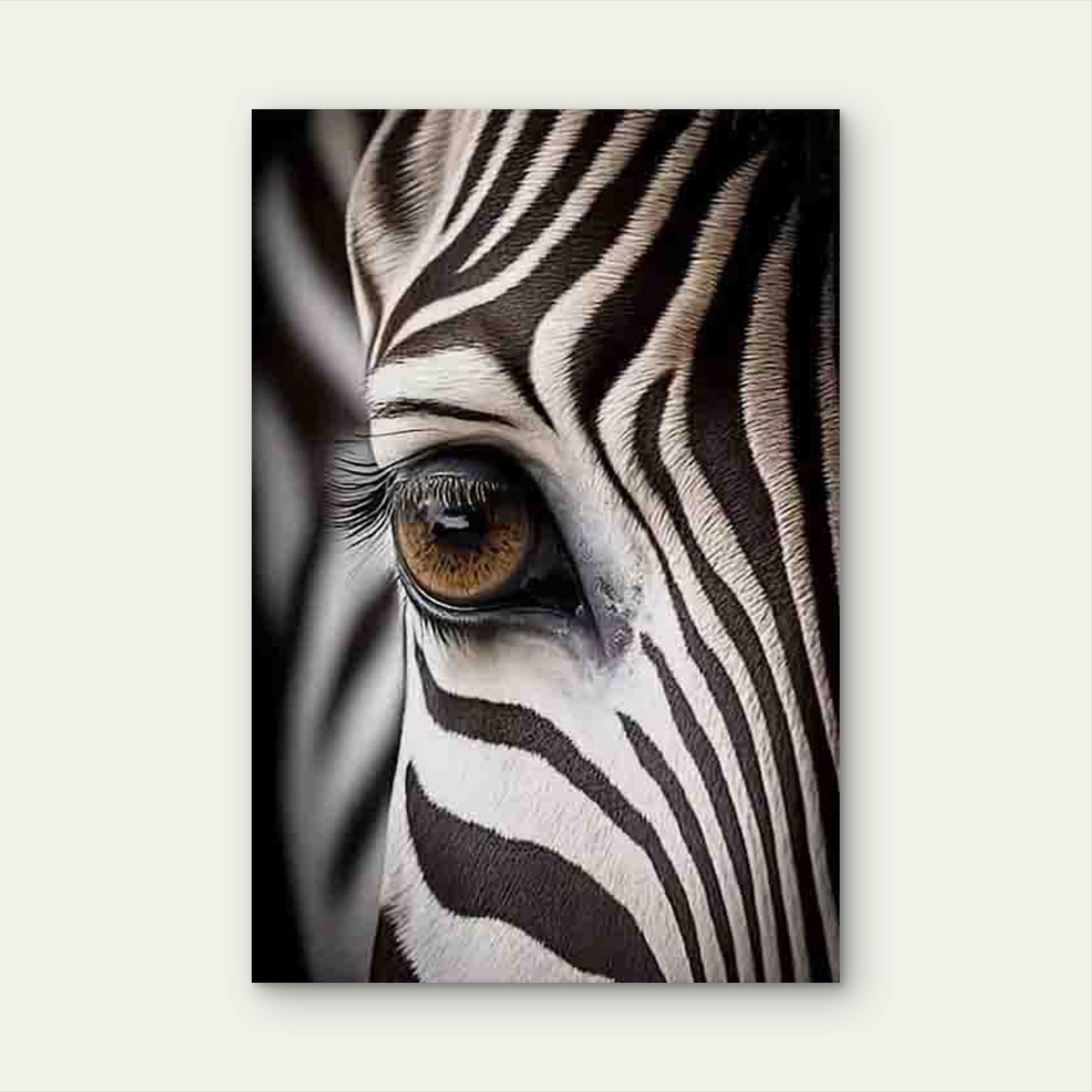 Zebra'S Gaze, Oil Painting Metal Print Ready to Hang - Bella Home Decor