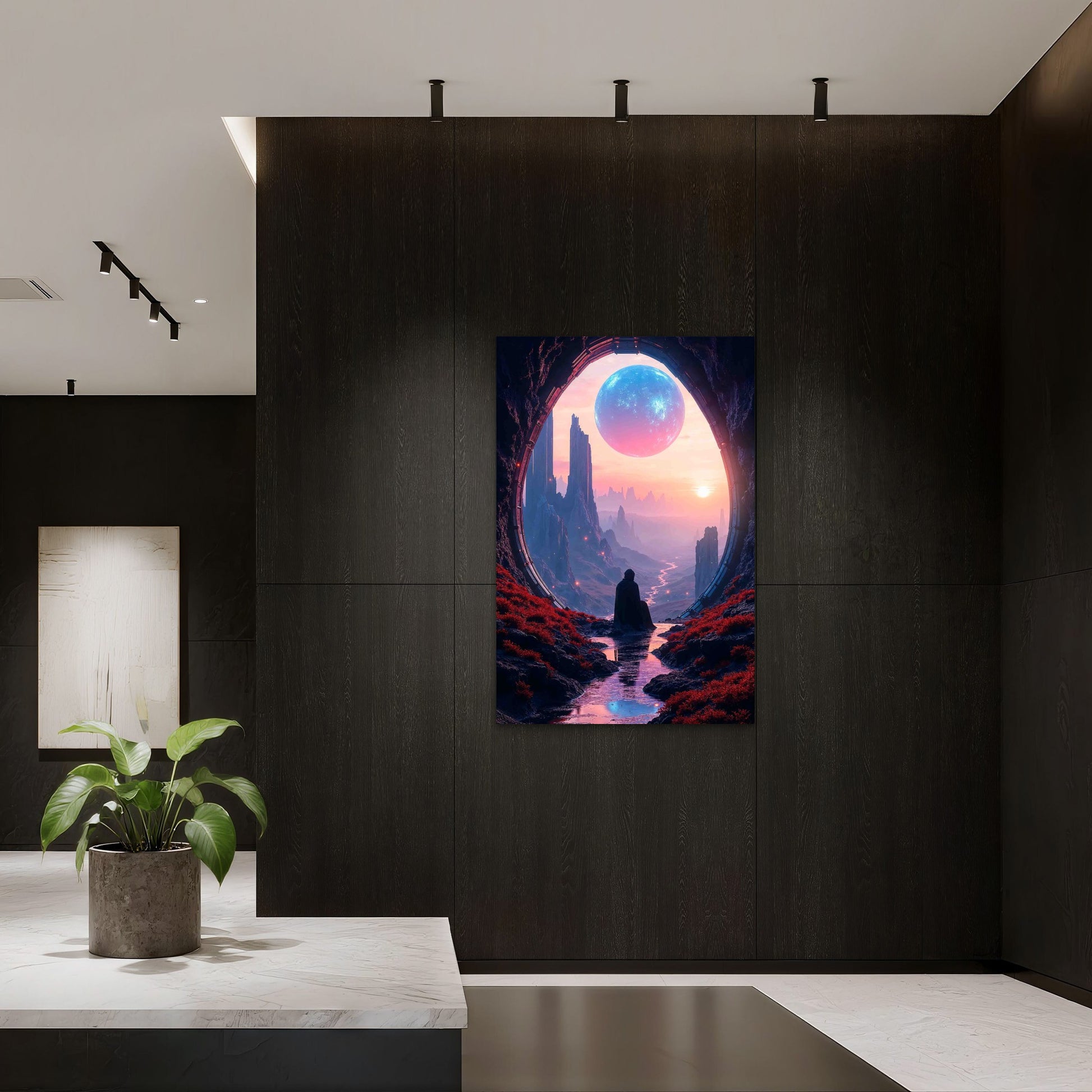 Sci Fi Fantasy Landscape 60x90cm Metal Print Ready to Hang - Bella Home Decor