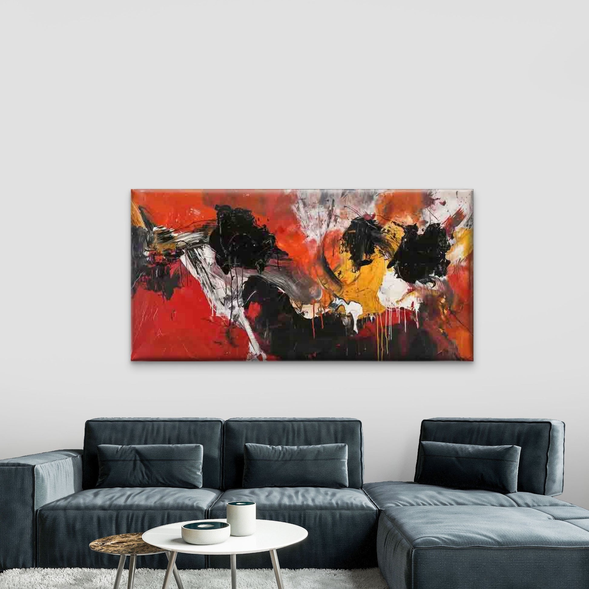 Featuring an Abstract Splash Wall Art Canvas Office Home Room Framed 120x60cm - Bella Home Decor